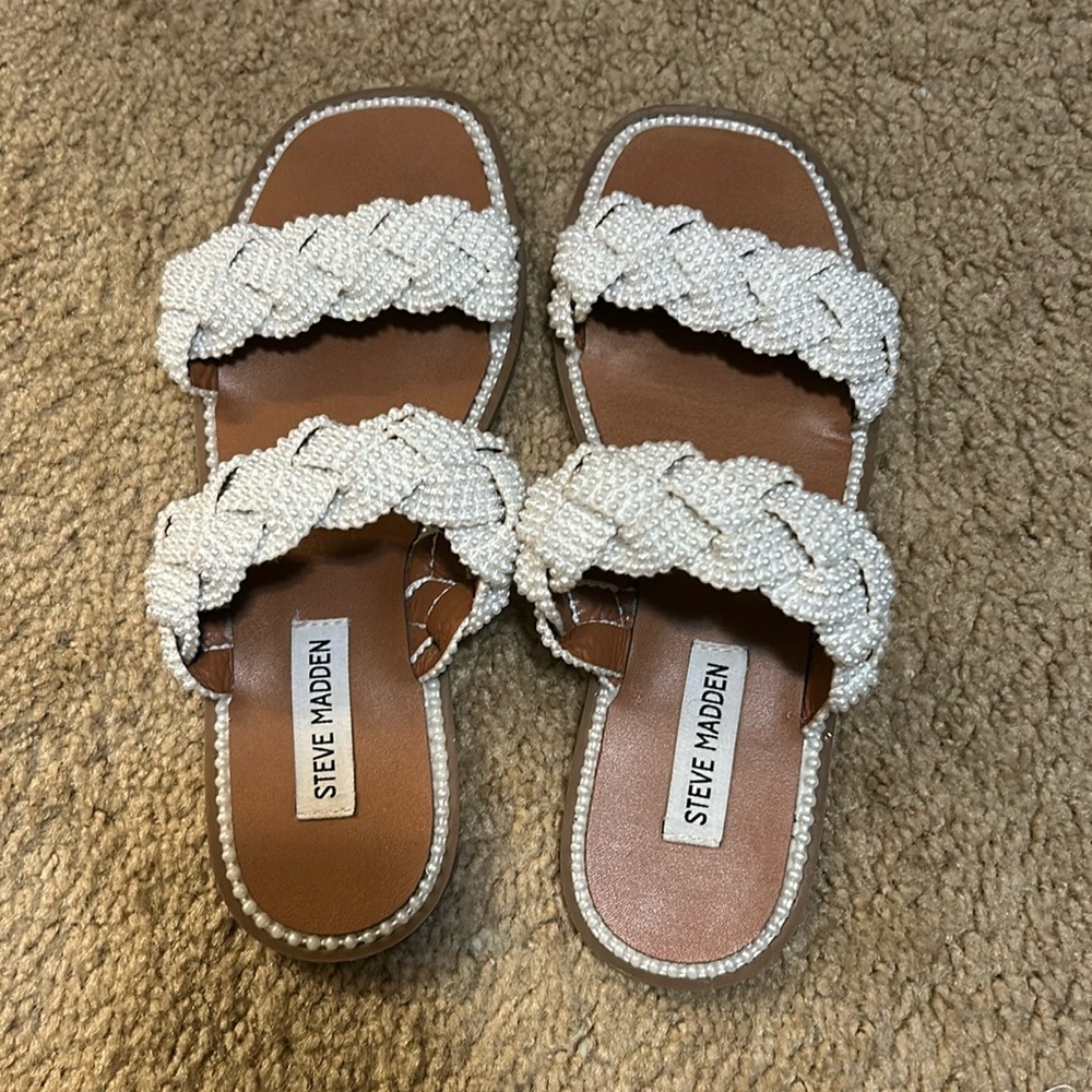 Steve Madden Sandals - White Braids with Pearls